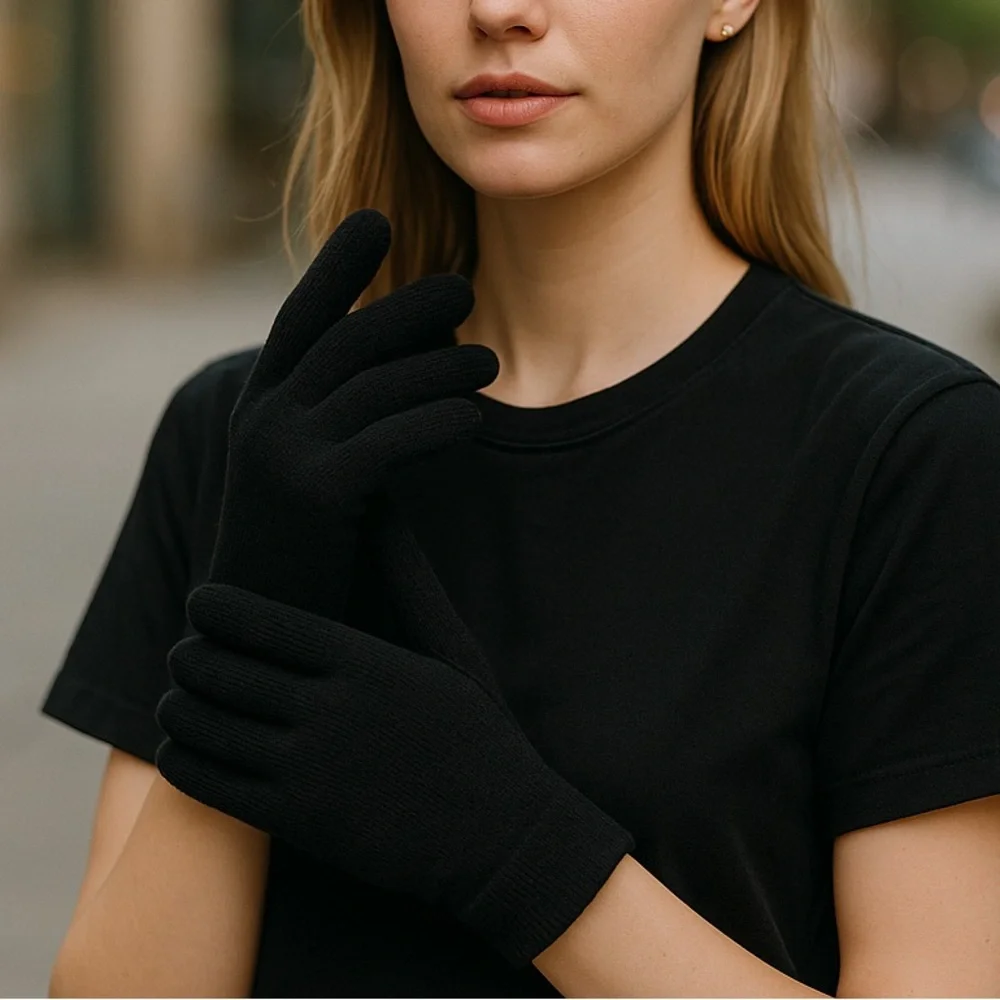 NWT 100% Cashmere Black Soft Cozy Gloves